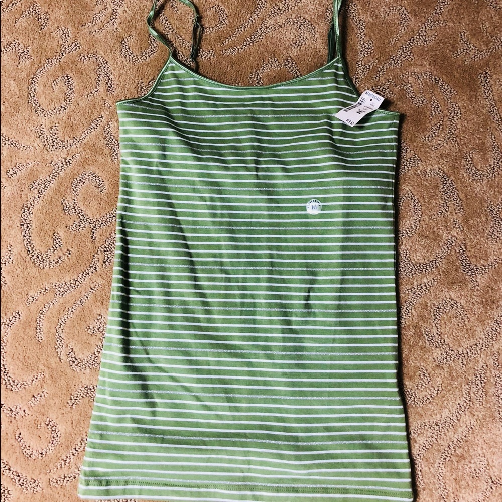 Aeropostale tank, olive green striped, size M